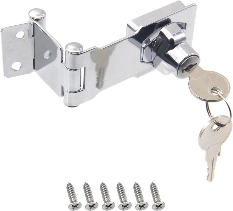KIBBEH Door Lock Hasp Latchs, Collapsible Solid 304 Stainless Steel File Cabinet Lock Desk Drawer Lock, for 90 Degree and 180 Degree Drawers, Dabinets, Doors, Flip Barn Door (Individual Key) - Image 1