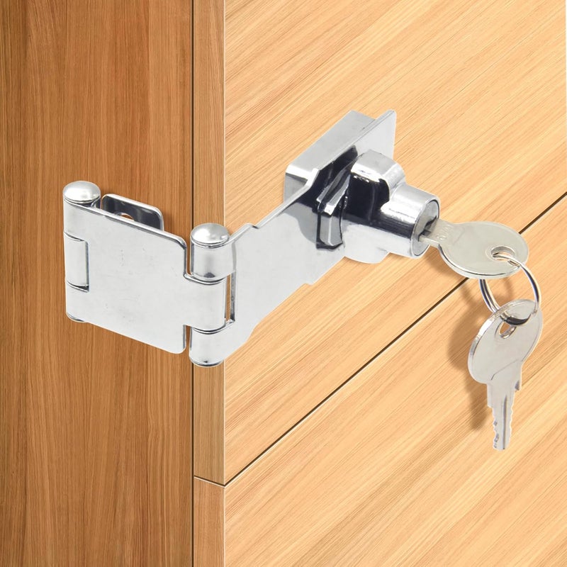 KIBBEH Door Lock Hasp Latchs, Collapsible Solid 304 Stainless Steel File Cabinet Lock Desk Drawer Lock, for 90 Degree and 180 Degree Drawers, Dabinets, Doors, Flip Barn Door (Individual Key) - Image 5