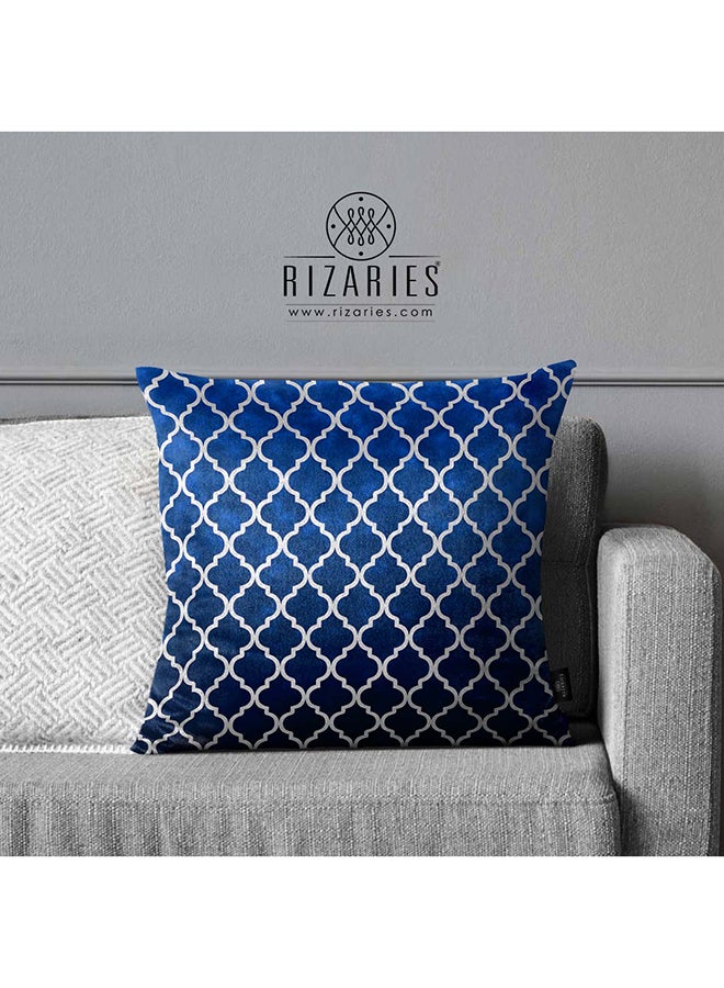 RIZARIES SuperSoft Blue & Silver Quaterfoil Throw Pillow - Image 1