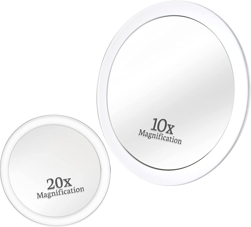 Mirrorvana Magnifying Mirror Set Combo with 3 Suction Cups Each - Compact & Travel Ready - 20X & 10X Mirrors, Glass - Image 1