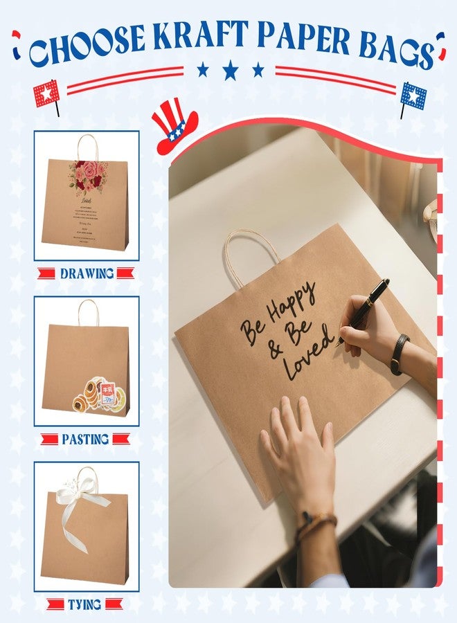 MESHA Large Brown Paper Bags with Handles 16x6x12 Inch 25 Pack Gift Shopping Bags Large Craft Bag Kraft Bag for Small Business - Image 5