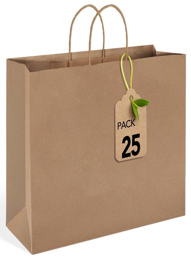 MESHA Large Brown Paper Bags with Handles 16x6x12 Inch 25 Pack Gift Shopping Bags Large Craft Bag Kraft Bag for Small Business - Image 1
