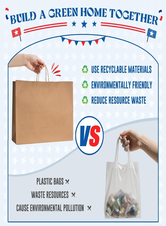 MESHA Large Brown Paper Bags with Handles 16x6x12 Inch 25 Pack Gift Shopping Bags Large Craft Bag Kraft Bag for Small Business - Image 3