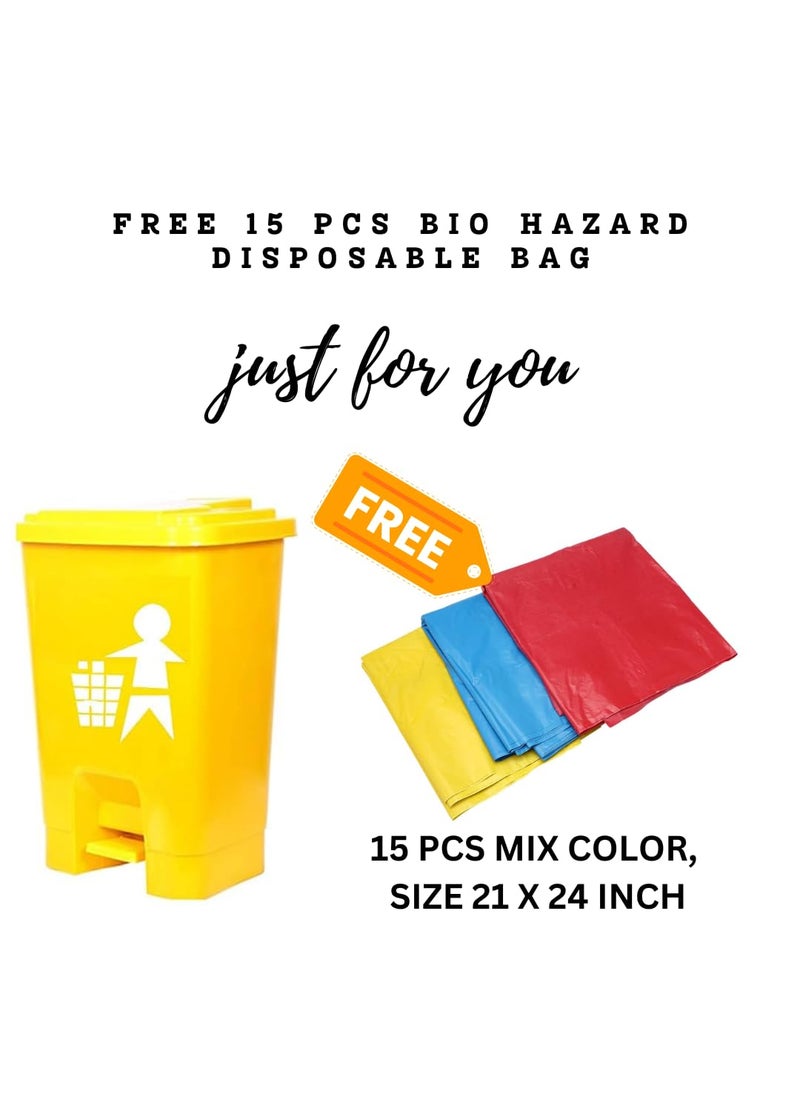 KAPGGRILA KAPGGRILA Kausta BioHazardBioMedical Waste Dustbin 16 L Blue Yellow Red Pack of 3 With 15 Pcs Bio Hazard Bags Free  - Image 2