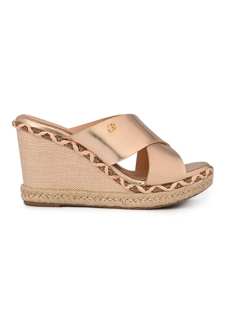 Carmen Steffens  Golden Wedge Sandal Gold for Women | Best Price UAE