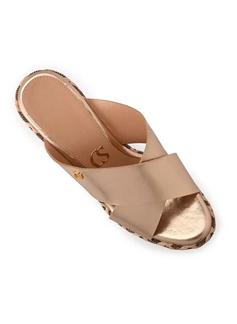 Carmen Steffens  Golden Wedge Sandal Gold for Women | Best Price UAE