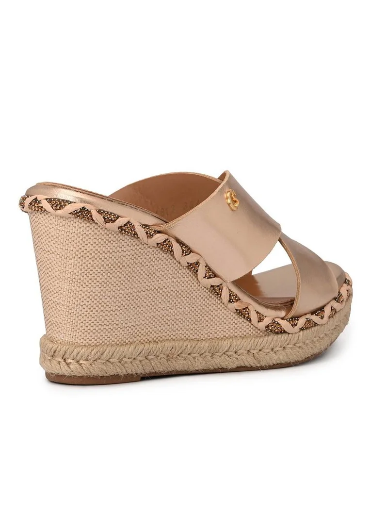 Carmen Steffens  Golden Wedge Sandal Gold for Women | Best Price UAE