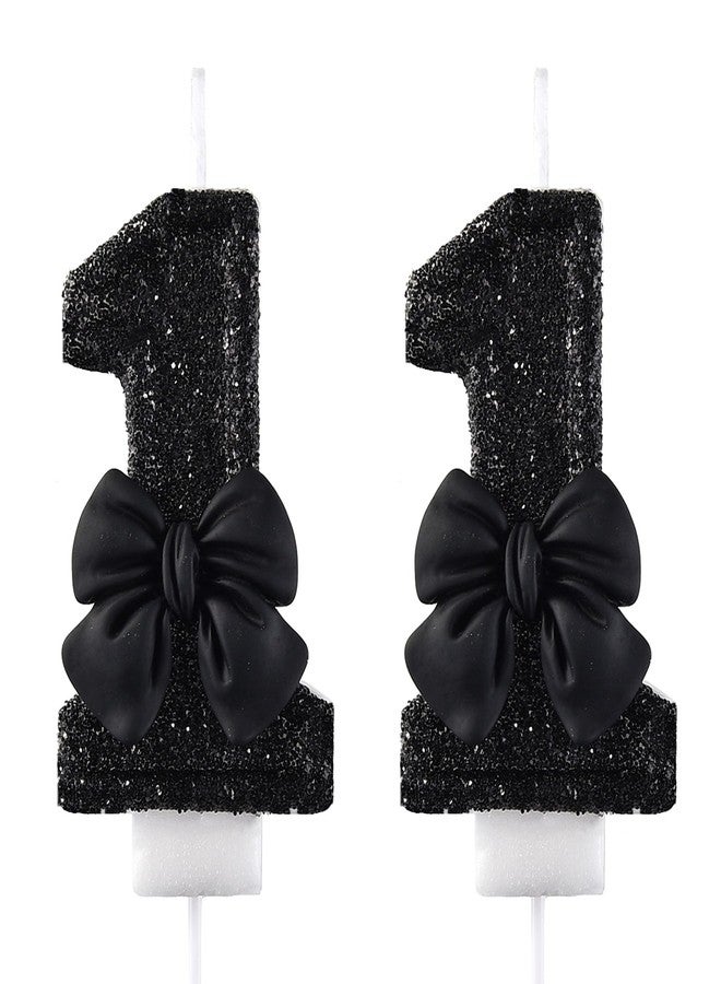 AOOLADA 11 Birthday Candle, 11th Cake Candles, Number 11 Birthday Candles for Cake Topper Decoration, Black - Image 1