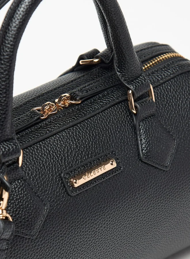 سيليست Textured Duffel Bag with Detachable Strap and Zip Closure