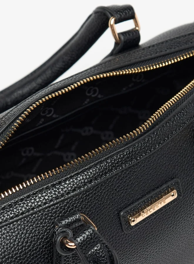 سيليست Textured Duffel Bag with Detachable Strap and Zip Closure