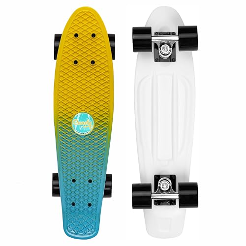 Jaspo Candy Penny Skateboard for Kids,Teens, Adults, Aluminium Trucks, Fibre Deck,Knurl Design, Age Group Above 5 Years, Lightweight, Dual Colour (Yellow & Blue, TPU Wheels (22x6 inches)) - Image 1