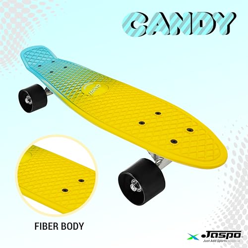 Jaspo Candy Penny Skateboard for Kids,Teens, Adults, Aluminium Trucks, Fibre Deck,Knurl Design, Age Group Above 5 Years, Lightweight, Dual Colour (Yellow & Blue, TPU Wheels (22x6 inches)) - Image 4