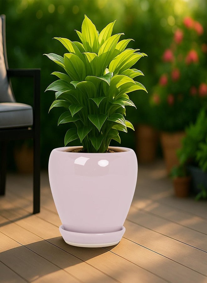DEEPDREAM Deep Dream 10 Inch Plant Pot- Ceramic Planter Pot Round Plant Pots for Indoor Plants Outdoor Large Flower Pot with Drainage Holes & Trays, Pink - Image 3