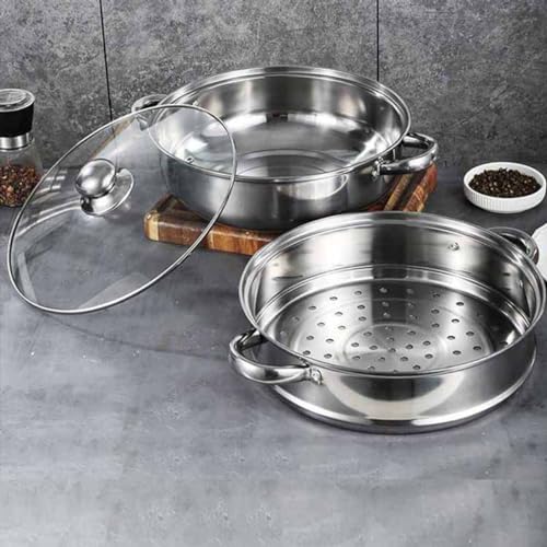 Lcilent Steamer Pot for Cooking 11 inch Steamer Pot, 2-tier Multipurpose 18/8 Stainless Steel Steam Pot Cookware with Lid for Vegetable, Dumpling, Stock, Sauce, Food - Image 4