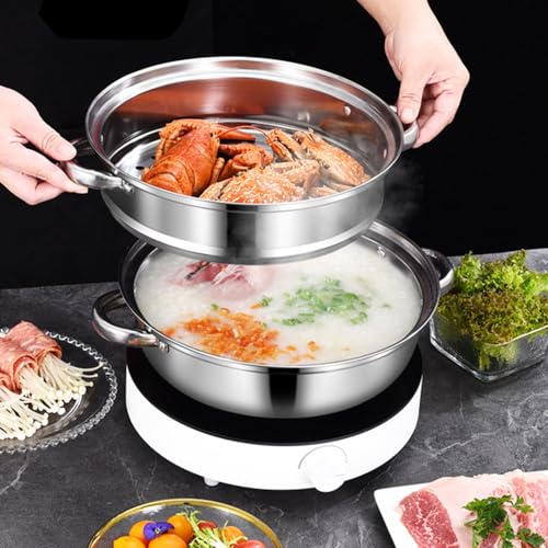 Lcilent Steamer Pot for Cooking 11 inch Steamer Pot, 2-tier Multipurpose 18/8 Stainless Steel Steam Pot Cookware with Lid for Vegetable, Dumpling, Stock, Sauce, Food - Image 5