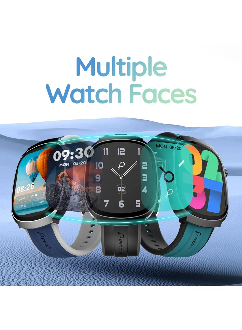Pebble Axis 1.96" AMOLED Smartwatch for Men and Women, Bluetooth Calling, Always On Display, SpO2 & Heart Rate Monitoring, Rotating Crown, Multi-Sports Modes