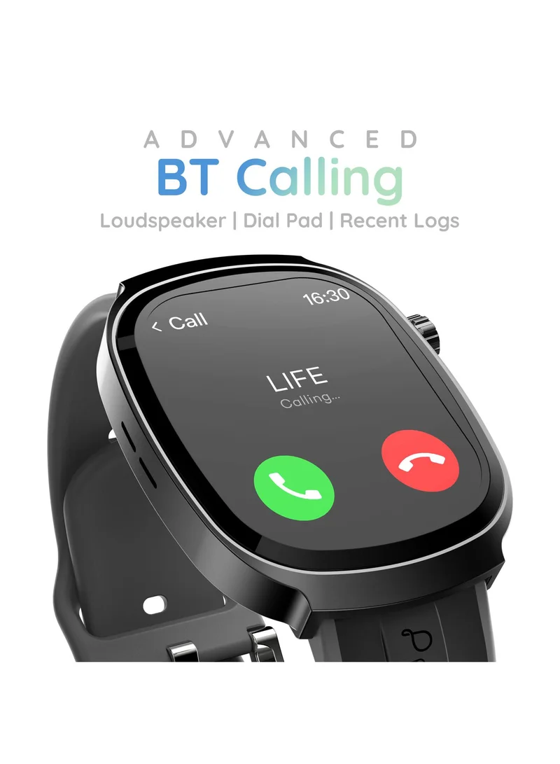 Pebble Axis 1.96" AMOLED Smartwatch for Men and Women, Bluetooth Calling, Always On Display, SpO2 & Heart Rate Monitoring, Rotating Crown, Multi-Sports Modes