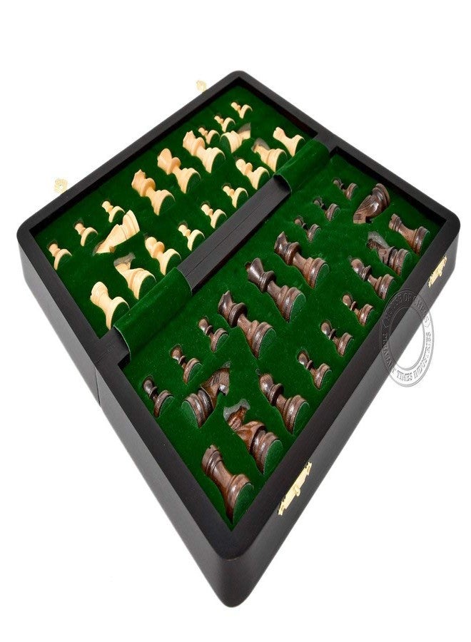House of Chess - 12 Inches Wooden Magnetic Folding Travel Chess Set/Board - 2 Extra Knights, 2 Extra Pawns, 2 Extra Queens & Algebraic Notation - Handmade - Premium Quality - Image 5
