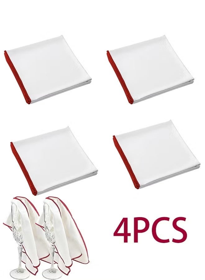 4pcs Wine Glass Polishing Cloth Large Microfiber Cleaning Cloth Cotton-Free Towel for Drying Wine Glasses Cleaning Window Goblet Tableware Glassware (White) - Image 1