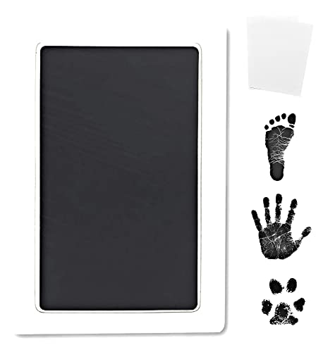 ReignDrop Inkless Large Clean Touch Ink Pad Kit for Baby Footprint, Handprint & Pet Paw Print - No Ink Mess, Clear Print, Smudge Resistant, Long Lasting, Baby Safe, Includes 2 Cardstock(Clean-Touch - Black) - Image 1