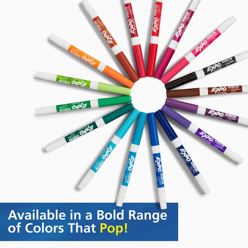 EXPO Dry Erase Markers Whiteboard Markers with Low Odor Ink Fine Tip Assorted Vibrant Colors 21 Count - Image 3