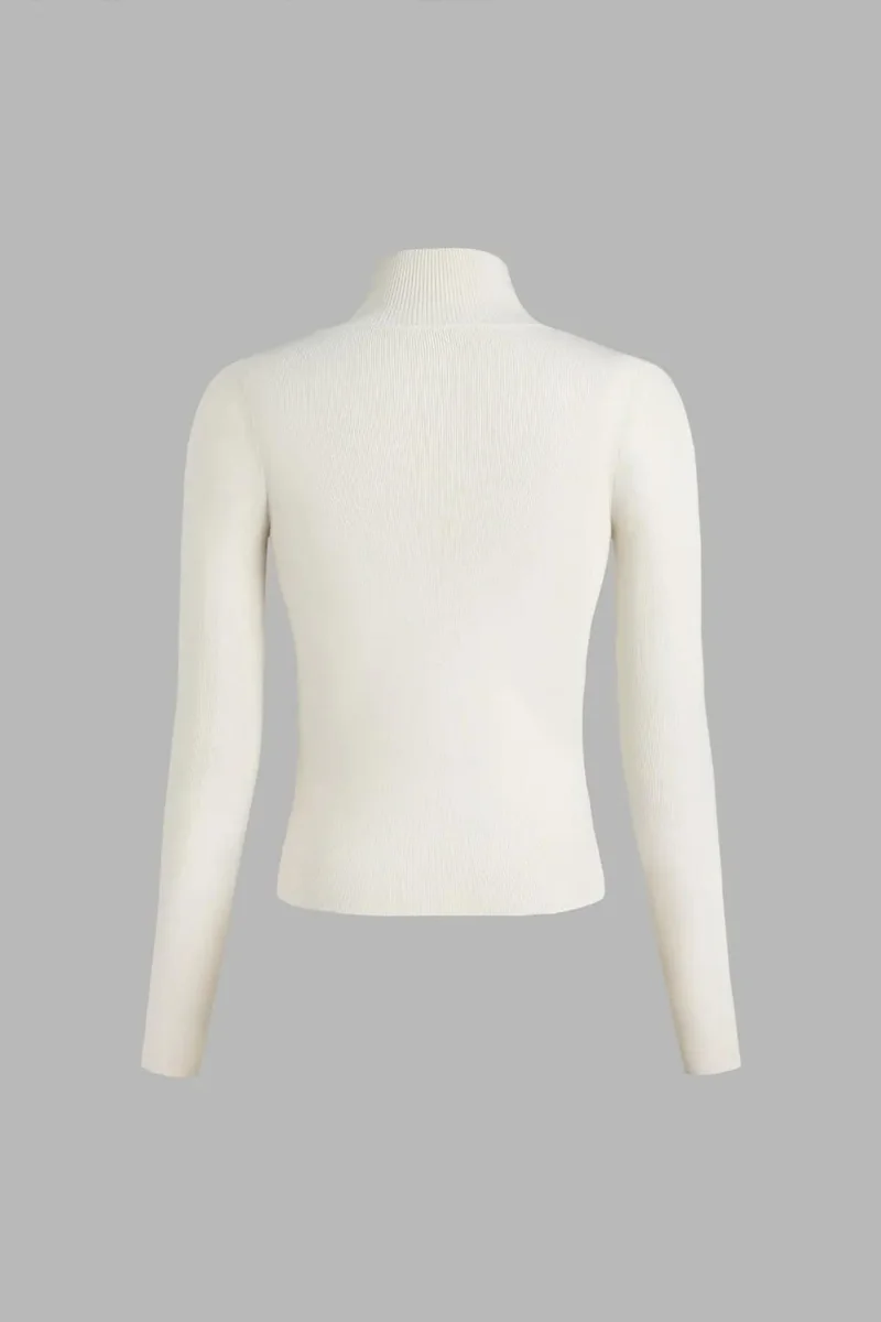 Hiccup Dusty White Slim Fit Turtleneck Sweater for Women | Best Price UAE