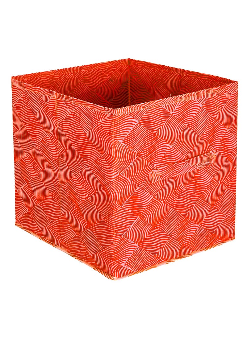 Kuber Industries Kuber Industries Laheriya Print Non Woven 2 Pieces Fabric Foldable Cubes Storage Box with Handle, Extra Large (Orange)-KUBMART16121  - Image 4