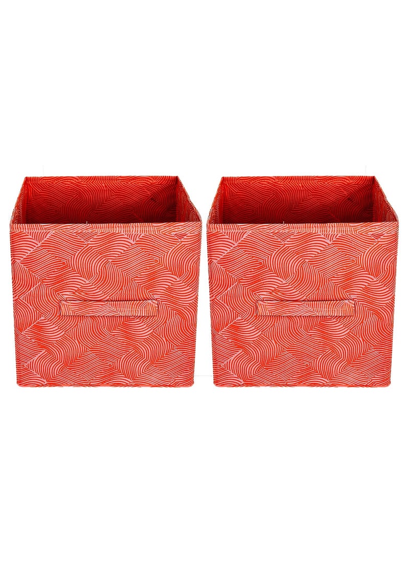 Kuber Industries Kuber Industries Laheriya Print Non Woven 2 Pieces Fabric Foldable Cubes Storage Box with Handle, Extra Large (Orange)-KUBMART16121  - Image 1