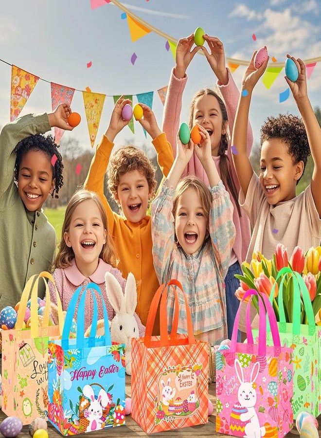 DECHISY 18Pack Easter Egg Hunt Bags, 8.3×7.9×6 inch Large Easter Bags with Handles,Bunny&Chick Egg Hunt Baskets for Kids, Adults, Party Supplies and Holiday Decor(Yellow) - Image 2