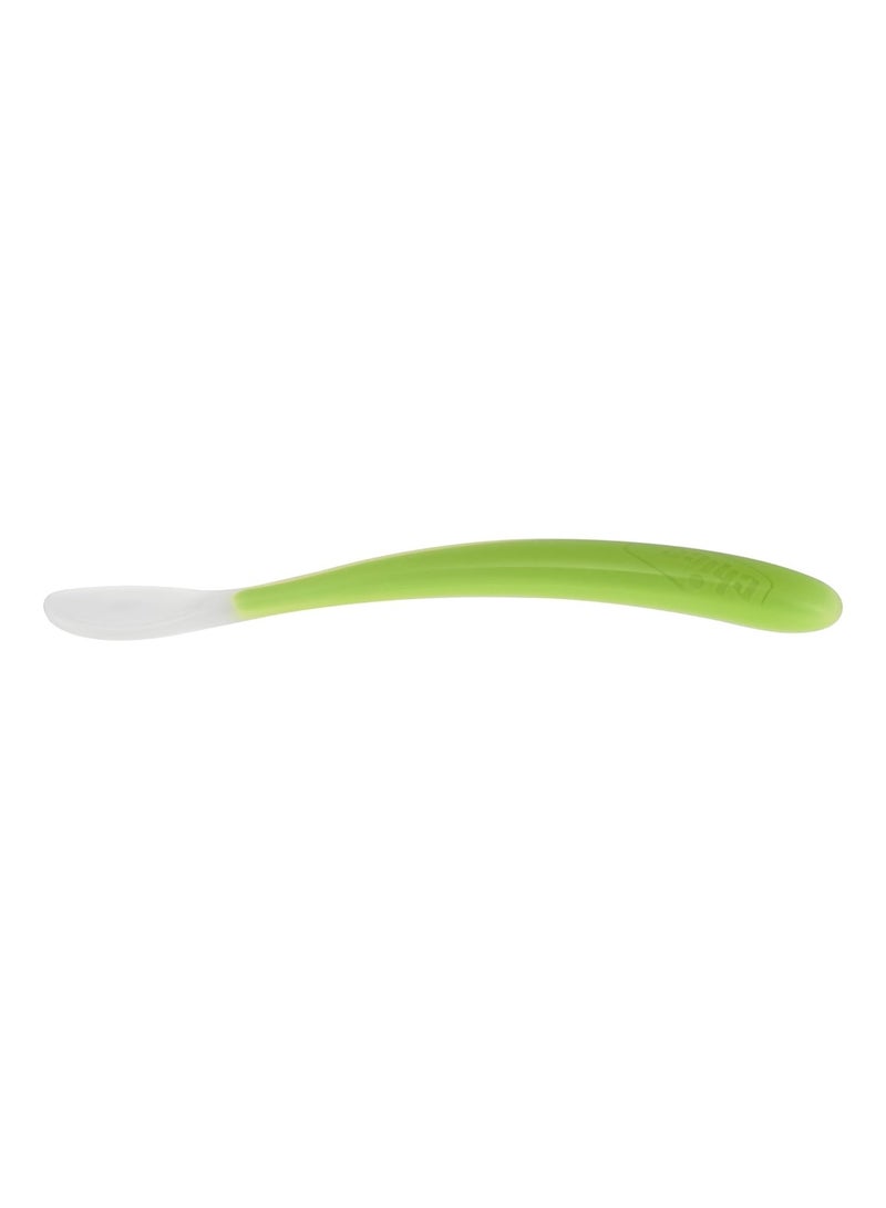 Chicco Baby Spoon with Soft Silicone Tip, For Self Feeding (6+ months) | Made Practical for Training Babies (Green) - Image 2