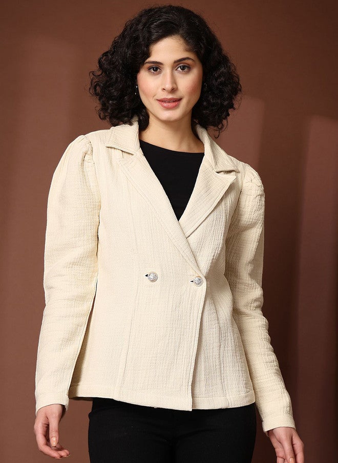 PlusS Beige Pea Coat for Women - Image 1