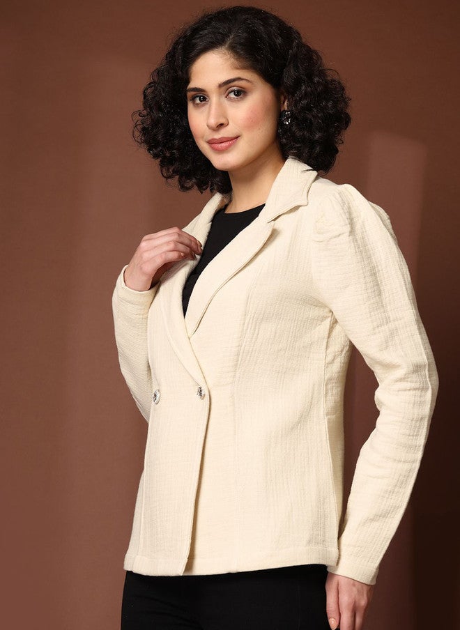 PlusS Beige Pea Coat for Women - Image 4