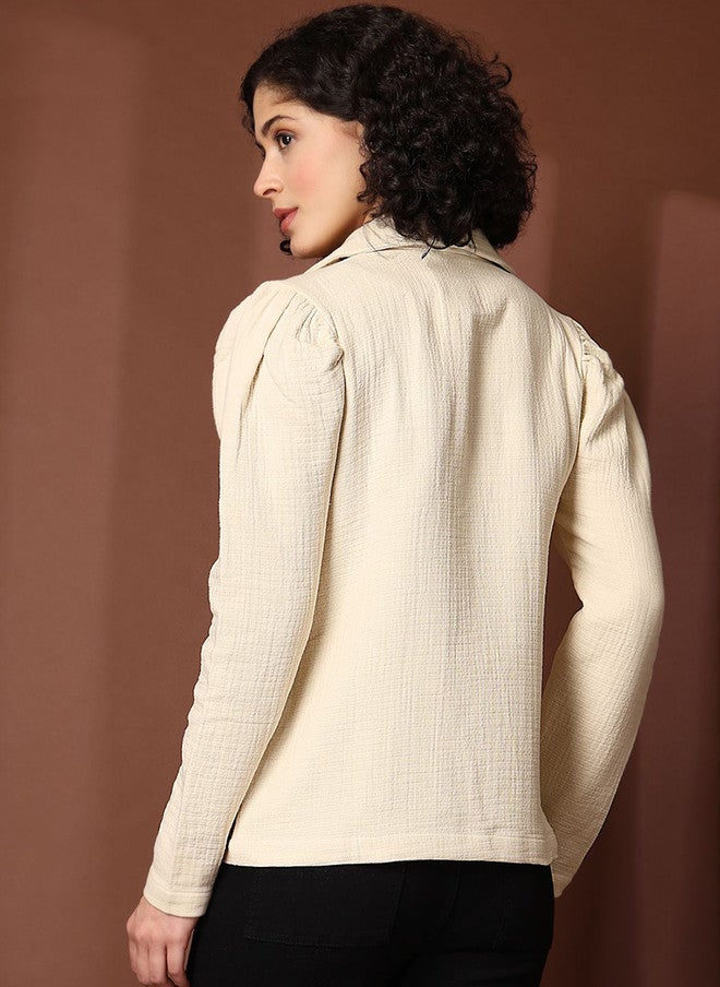 PlusS Beige Pea Coat for Women - Image 5