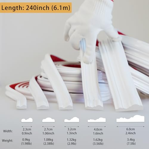 Hungbak 240"L x 1.6"W Peel and Stick Chair Rail Panel Molding, Pre-Primed Trim for Home Decoration & Wall Protection - Image 2