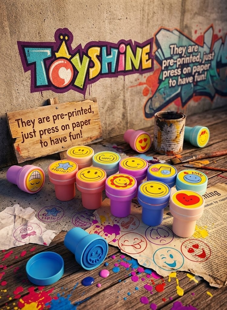Toyshine 30 pcs Emoji Stamps for Children SelfInking Stamp for Party Gifts for Children Thank You Party Gift for Boys Girls - Image 1
