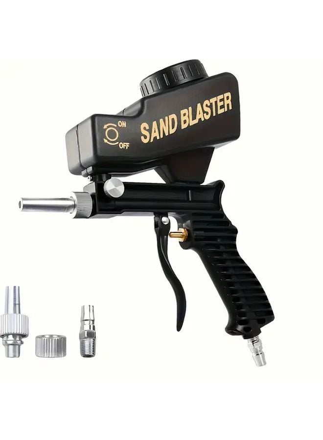 Black Sandblasting Gun Portable 600cc Capacity For Paint Rust Removal Wood Metal - Image 1