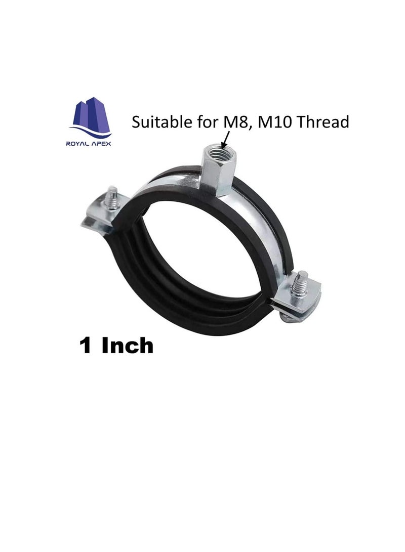 Heavy Duty Adjustable Two-screw Pipe Galvanized Iron (GI) Clamp with Rubber Lined or Unlined for Wall Ceiling Mount Pipe Supports, Split Ring Hanger (1 Inch, Pack of 10)  - Image 2