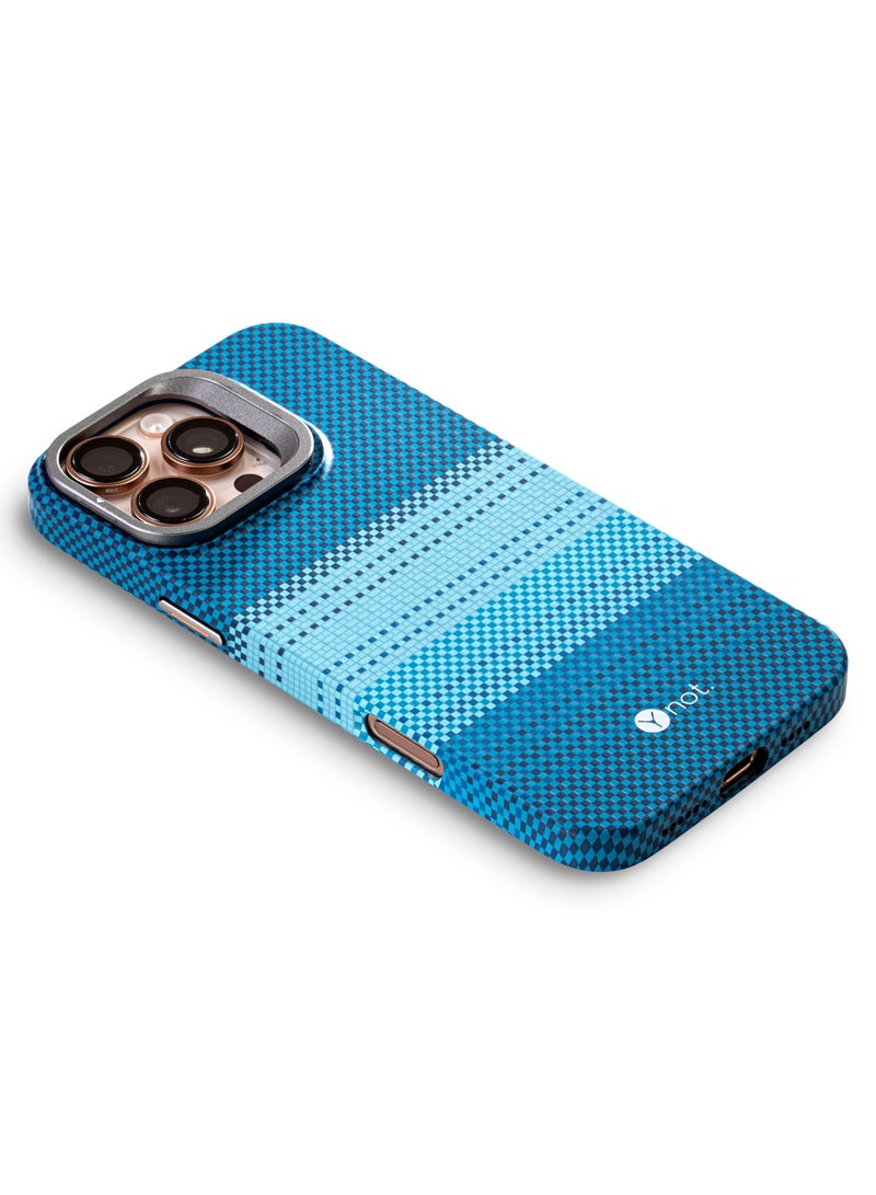 YNOT MagSafe Carbon Fiber Kevlar Protective Case with Camera Holder for iPhone 14 Pro - blue - Image 5