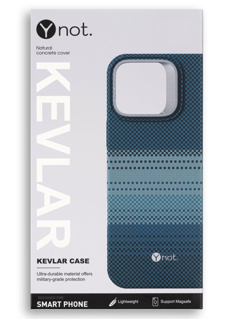 YNOT MagSafe Carbon Fiber Kevlar Protective Case with Camera Holder for iPhone 14 Pro - blue - Image 3