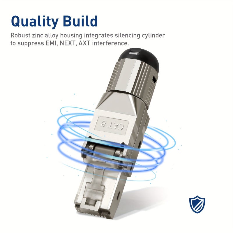 موصل RJ45 من الفئة 6A بتردد 2000 ميجاهرتز، قابس معياري محمي بدون أدوات لكابلات LAN من الفئة 8 والفئة 7 والفئة 6A بقياس 22-24 AWG وبسرعة 40 جيجابت في الثانية. - Image 2