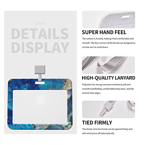 PutDiDi Blue Marble Badge Holder Horizontal Detachable Neck Lanyardbadge Holder for Men Women Waterproof Id Card Name Protector Cover with Lanyard Strap for Offices School Driver Licence - Image 4
