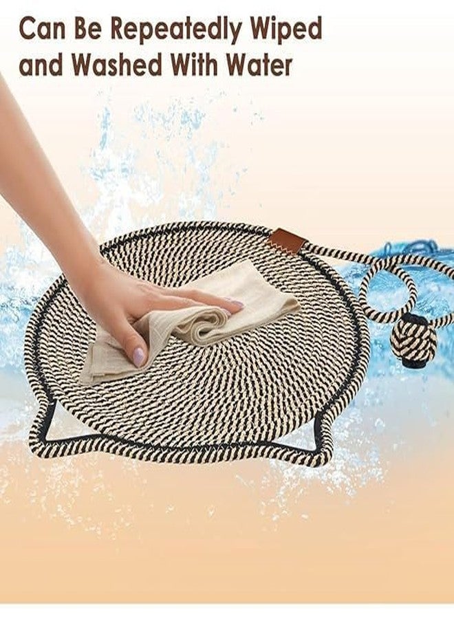 Birudmart Cat Scratcher Mat, Cotton Rope Cat Scratch Pad, 16.5'' Round Horizontal Floor Cat Scratching Pads for Indoor Cats, Cat Furniture Protector for Wall, Couch, Carpets, Sofa - Image 3