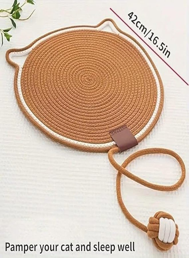 Birudmart Cat Scratcher Mat, Cotton Rope Cat Scratch Pad, 16.5'' Round Horizontal Floor Cat Scratching Pads for Indoor Cats, Cat Furniture Protector for Wall, Couch, Carpets, Sofa - Image 4