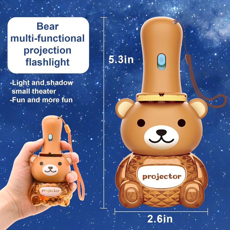 Excefore Kids Flashlight Color Bear Projector, Flashlight Projector Toy for Boys Girls, with 48 Patterns, 26 Letter Educational Learning Projector Toys for Girls Boys Cognition Bedtime Education - Image 3