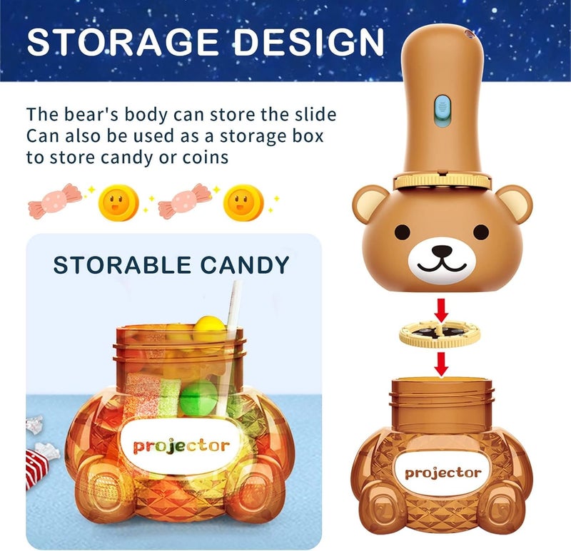 Excefore Kids Flashlight Color Bear Projector, Flashlight Projector Toy for Boys Girls, with 48 Patterns, 26 Letter Educational Learning Projector Toys for Girls Boys Cognition Bedtime Education - Image 5