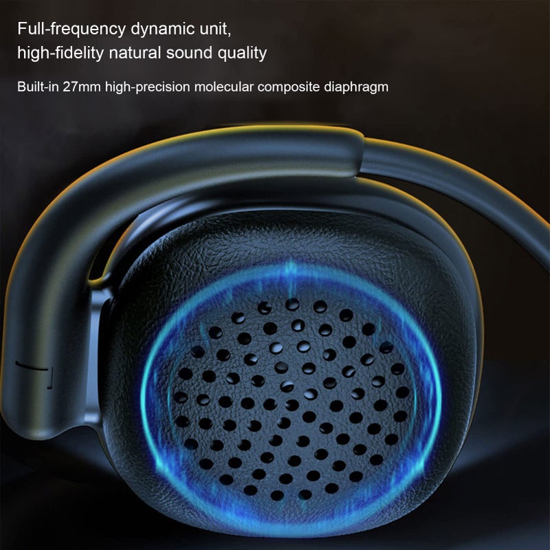CHUYI Wireless Earphone Over Ear Wireless Bluetooth Headphones Behind The Head, Foldable Wireless Stereo Wrap Around Head Headset On-Ear Earphones for Workout Office Walking, 23Hrs Music Time (Black) - Image 5
