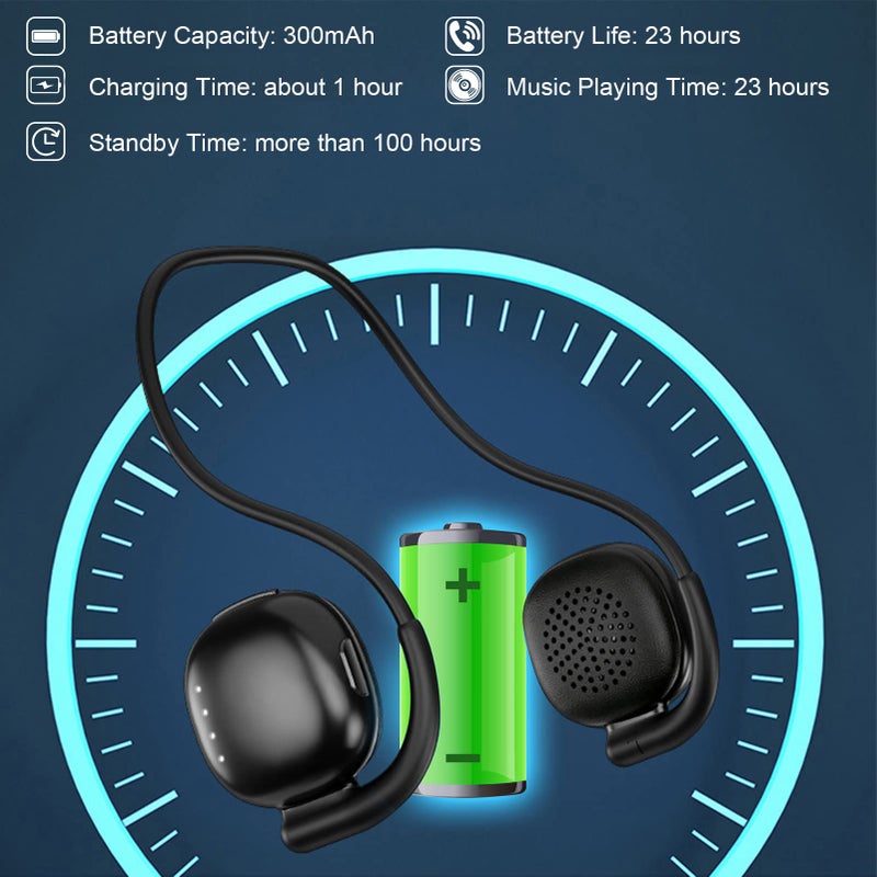 CHUYI Wireless Earphone Over Ear Wireless Bluetooth Headphones Behind The Head, Foldable Wireless Stereo Wrap Around Head Headset On-Ear Earphones for Workout Office Walking, 23Hrs Music Time (Black) - Image 4
