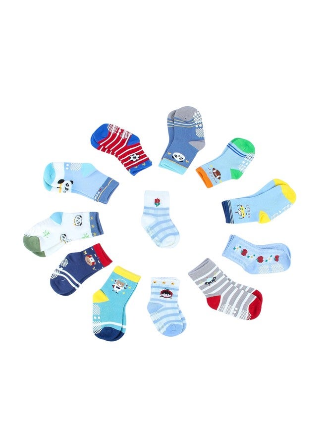 NEOBABY Cotton Anti Slip Grip Regular Socks For Kids & Babies Boys & Girls (Assorted/Random Designs), Multicolour - Image 4