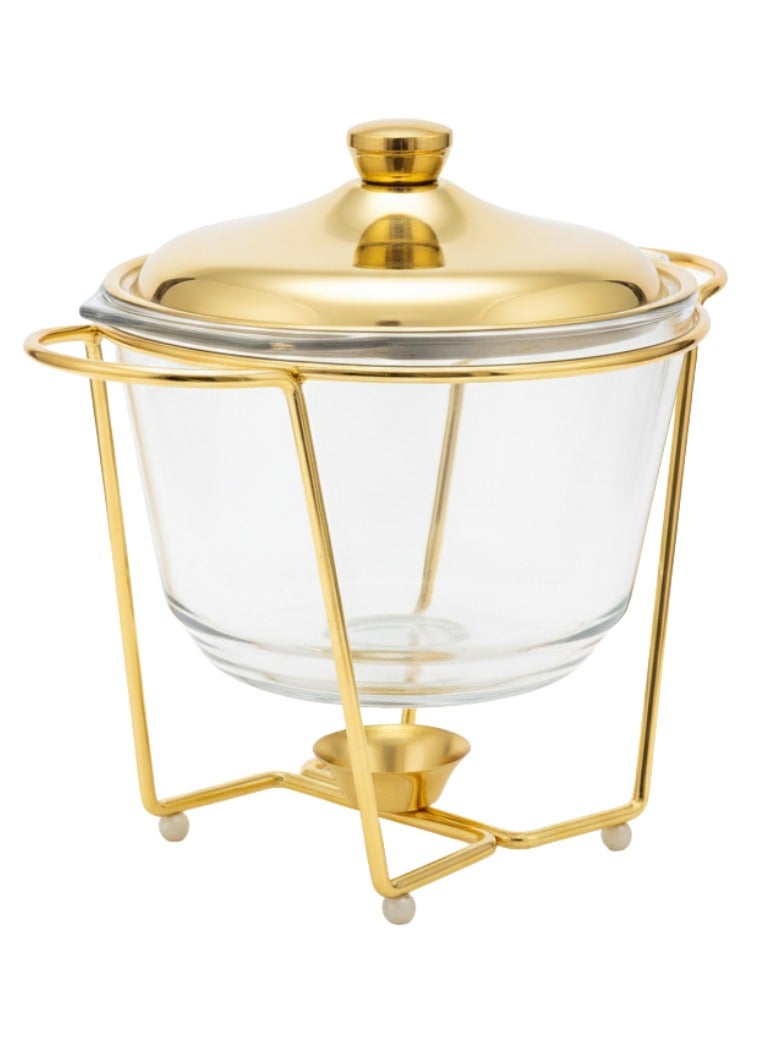 القناص سخان بوفيه عميق  قزاز بايركس غطاء استيل ذهبي قاعده شمعة سعه 6 لتر - Image 2