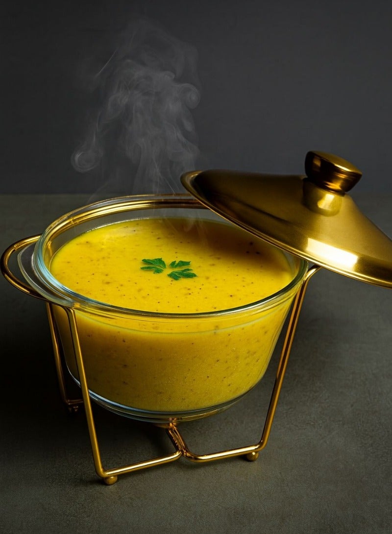 القناص سخان بوفيه عميق  قزاز بايركس غطاء استيل ذهبي قاعده شمعة سعه 6 لتر - Image 1